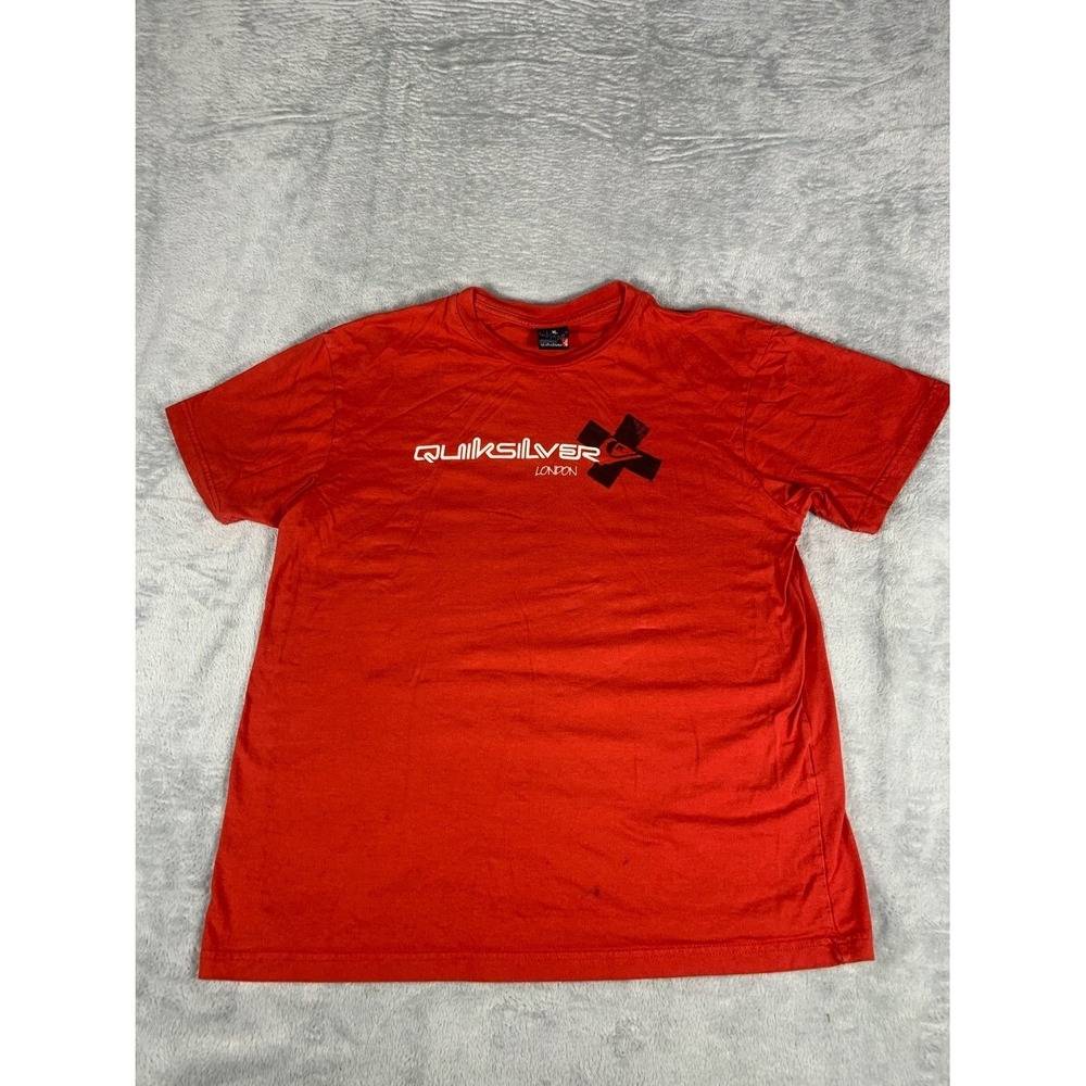 Vtg Quiksilver London Graphic T-Shirt Mens XL Red Short Sleeve Tee Crew Neck
